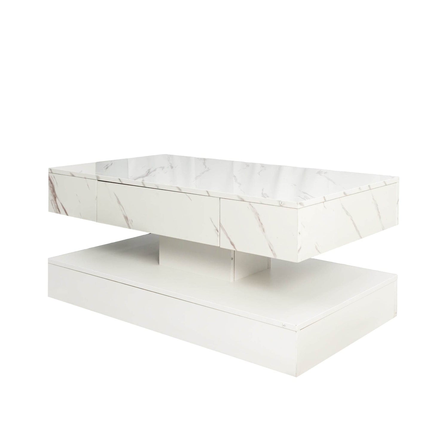 MLNshops LED Sofa Table with Storage - Modern Marble Design
