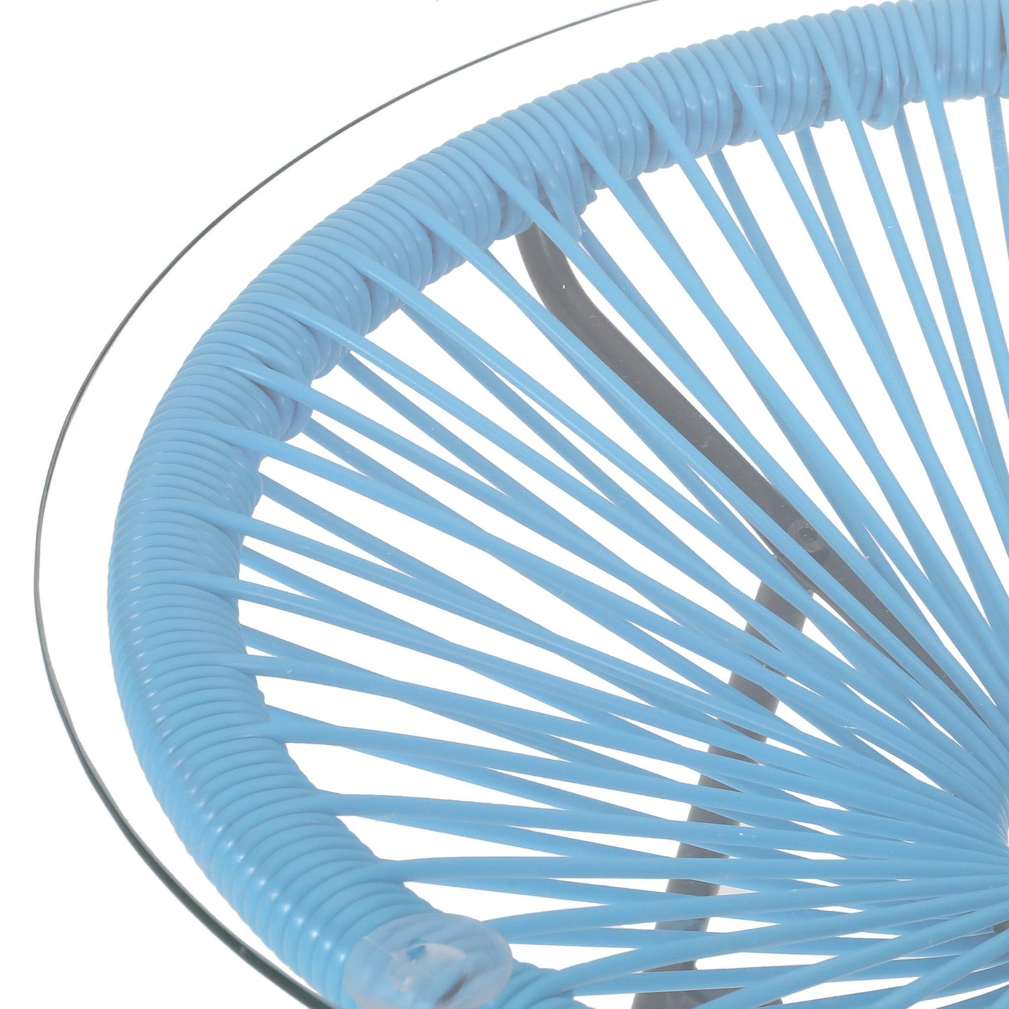 MLNshops Modern Rattan Side Table with Glass Top