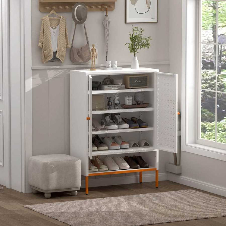 MLNshops white metal shoe cabinet - Perforated 5-Shelf