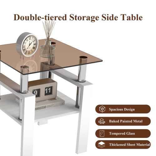 MLNshops 2-Piece modern tempered glass coffee table set
