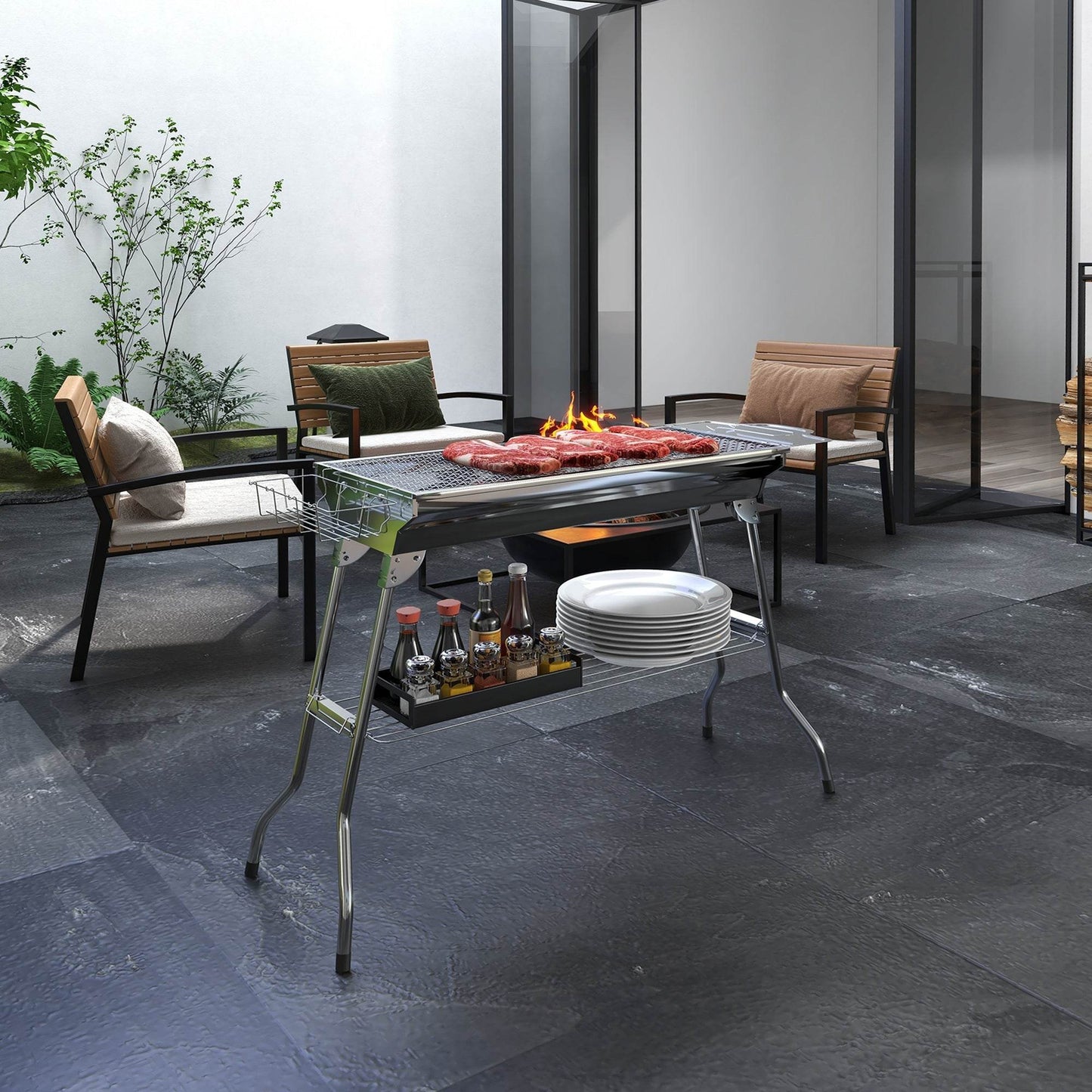 MLNshops Portable Charcoal Grill Outdoor with Foldable Legs - MLNshops