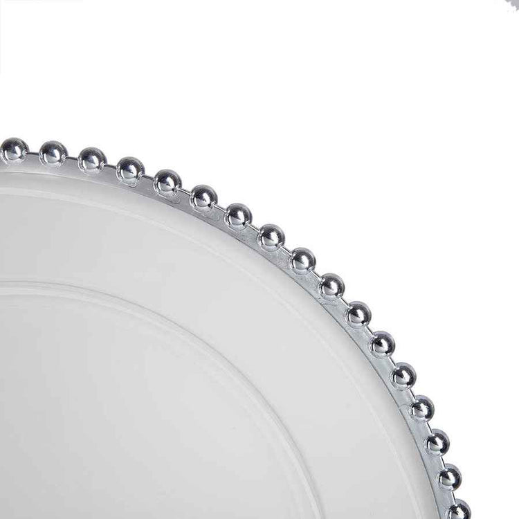 MLNshops Party Decor Plastic Charger Plates with Beaded Edge
