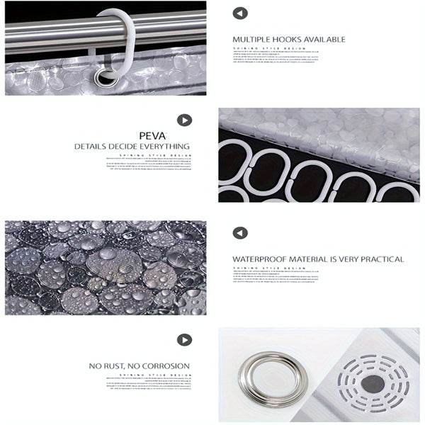 mlnshops 3D pebble shower curtain liner, Clear Durable