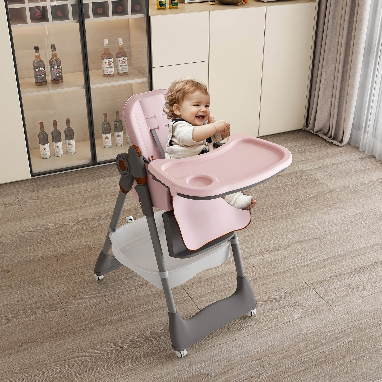 MLNshops Pink High Chair for Babies - Adjustable & Safe
