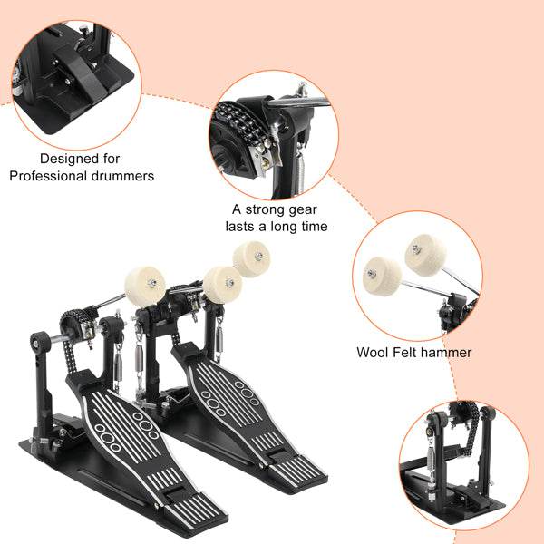 mlnshops black double drum pedal for kit - Dual Chain Drive