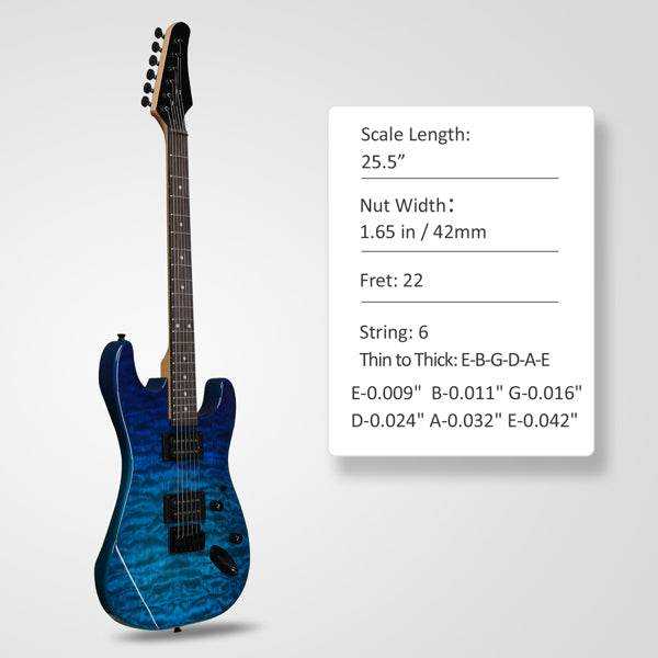 mlnshops 39 inch electric guitar for rock - Quilted Top