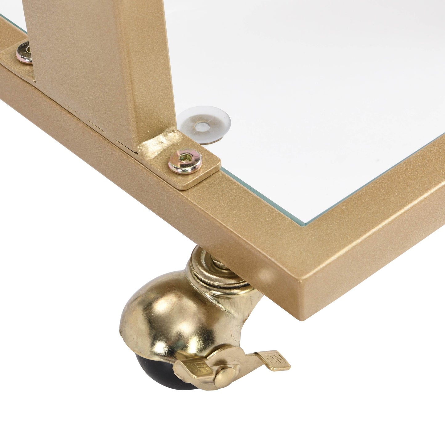 Rolling Sofa Side Table with Wheels - Gold Frame