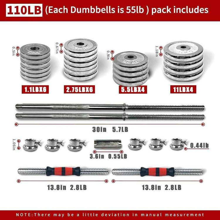 MLNshops Compact Dumbbell Set with Carry Box, 50kg Chrome