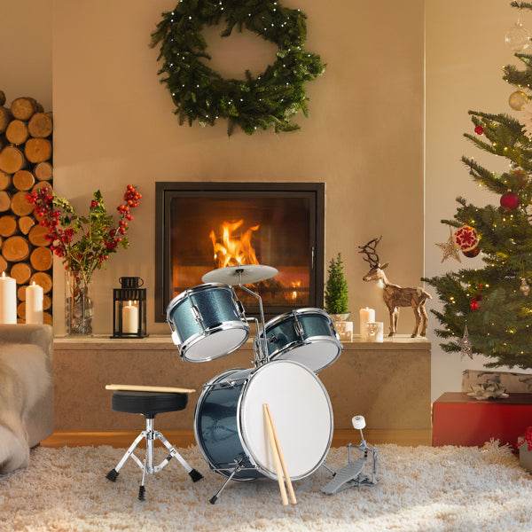 mlnshops junior drum kit for beginners - 3pc Blue Sparkle