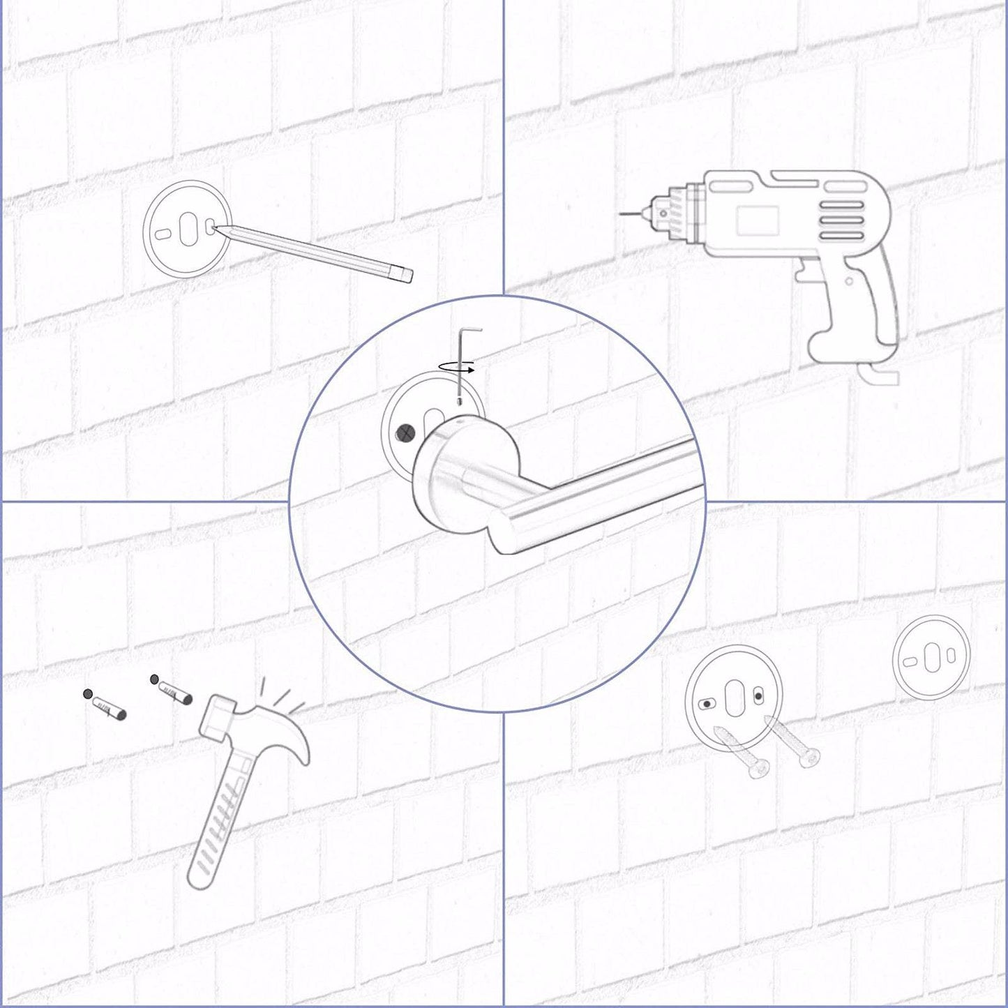 MLNshops Stainless Steel Bathroom Towel Rack Set