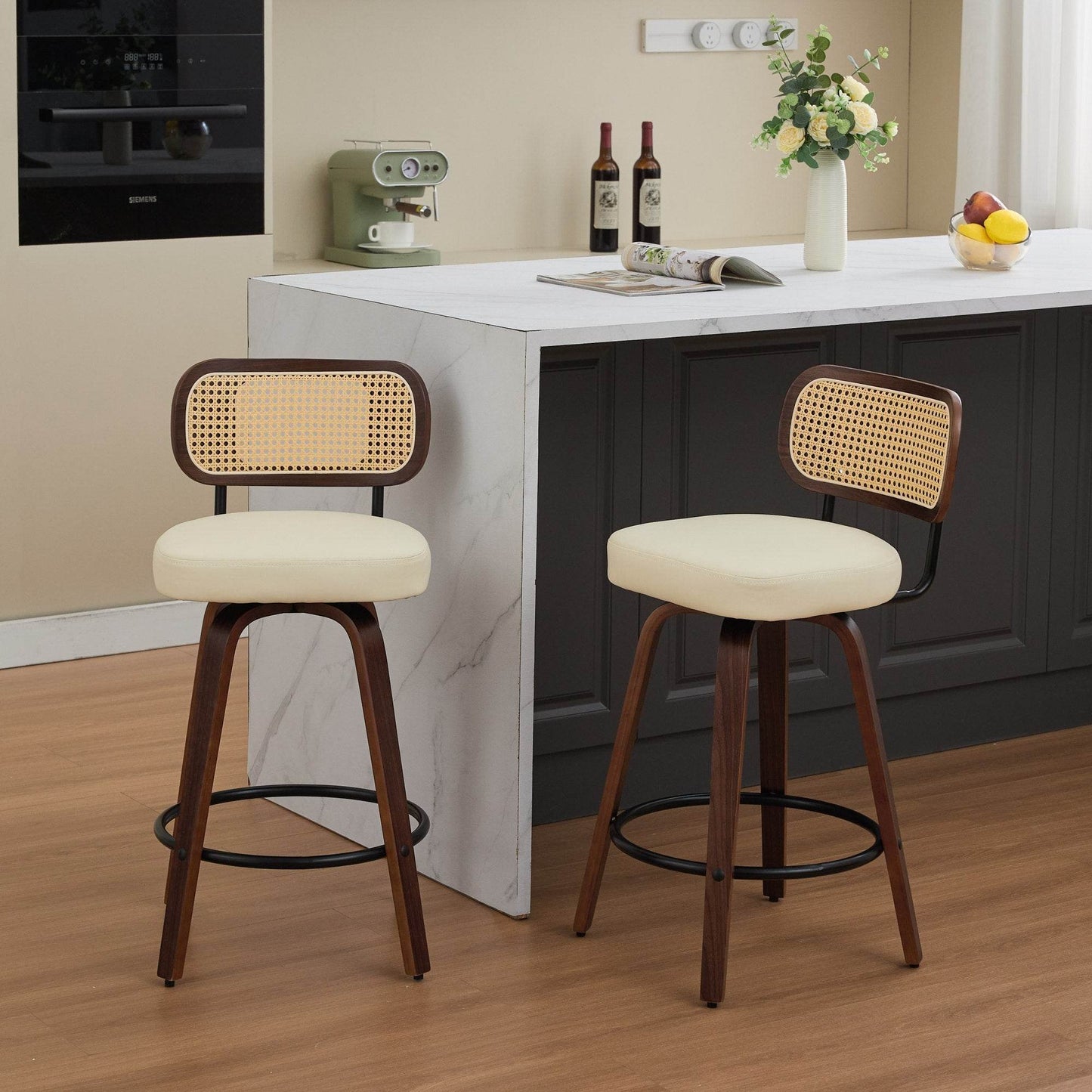 MLNshops Swivel Bar Stools for Kitchen Island with Cushioned Seat
