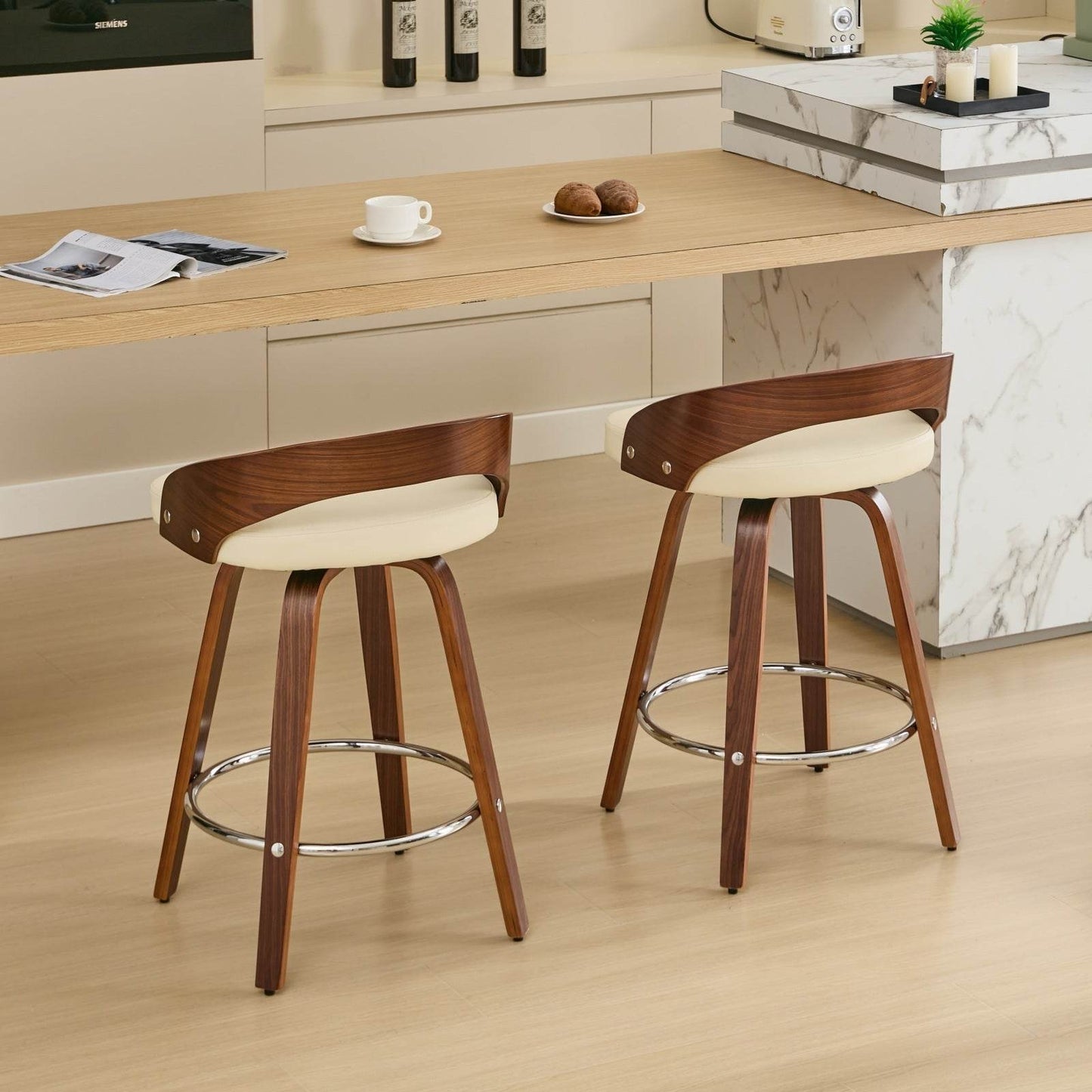 MLNshops Swivel Bar Stools Set of 2 with Padded Seats