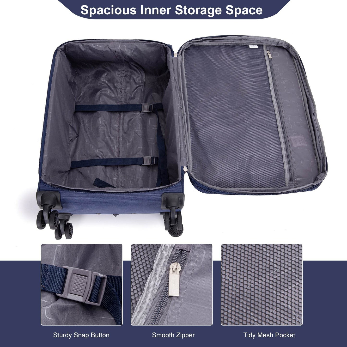 MLNshops Softshell Luggage Set with Spinner Wheels