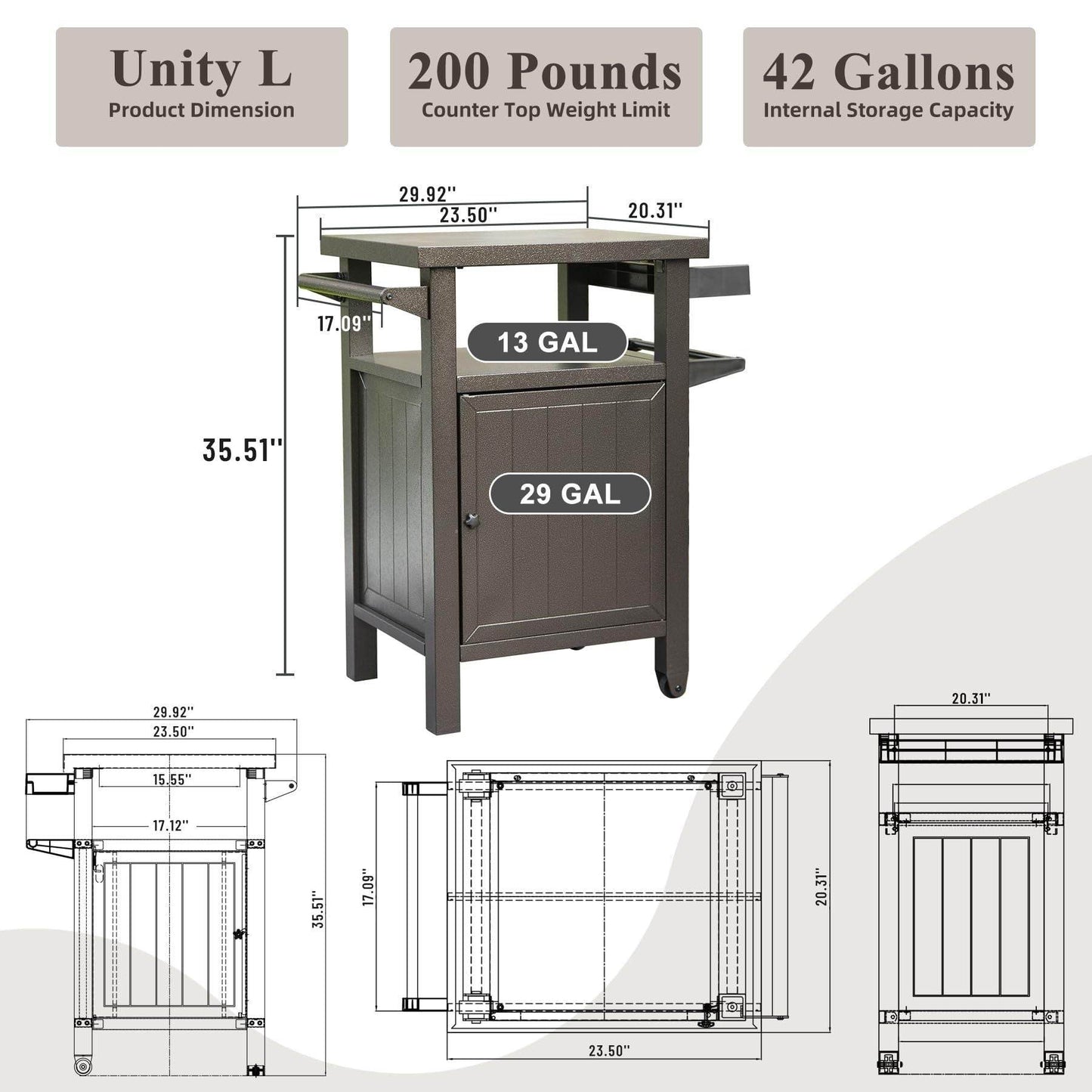 MLNshops outdoor grill cart with storage weatherproof