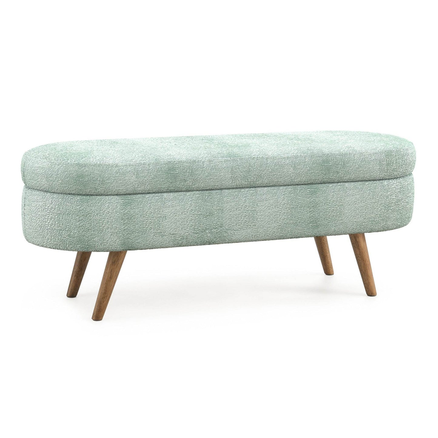Upholstered Ottoman with Wooden Legs - Stylish & Comfortable