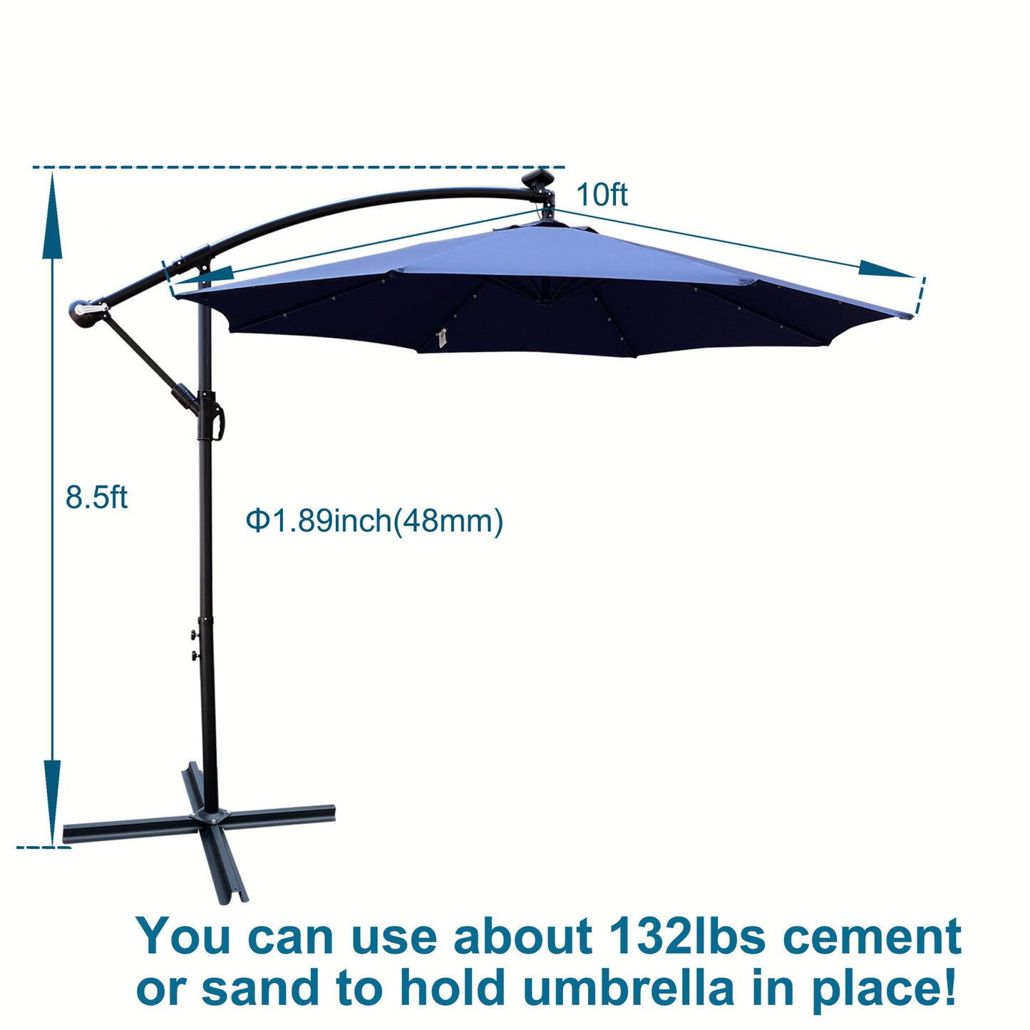 MLNshops 10 ft Pool Shade Umbrella with LED Lights - MLNshops