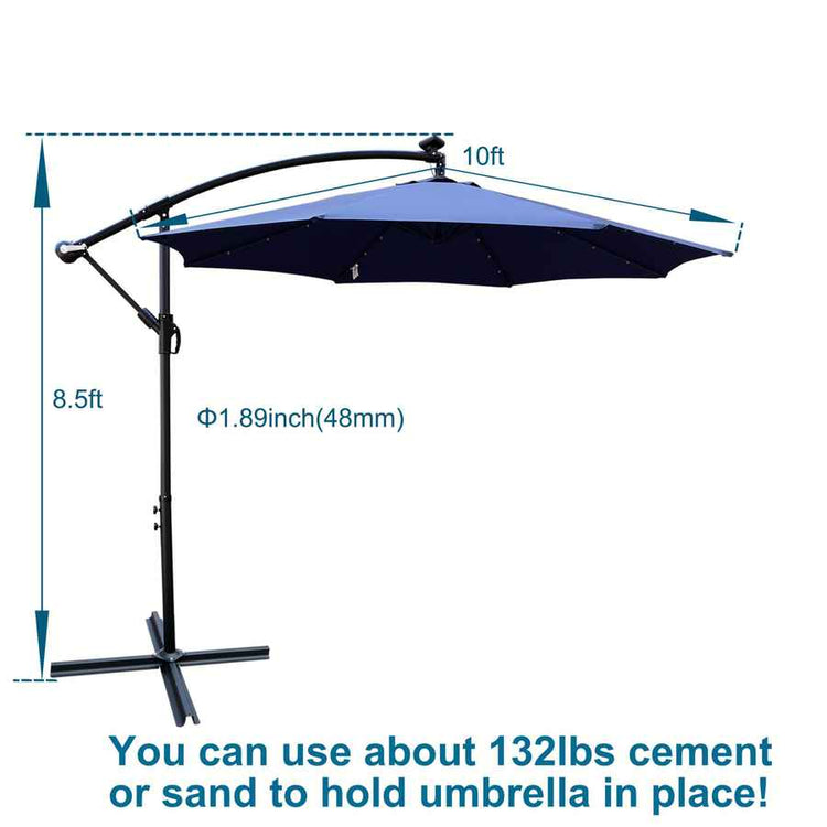 MLNshops 10 ft Pool Shade Umbrella with LED Lights