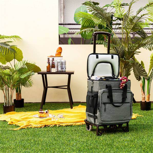 mlnshops 40L Cooler Bag for Camping with Wheels & Foldable Trolley