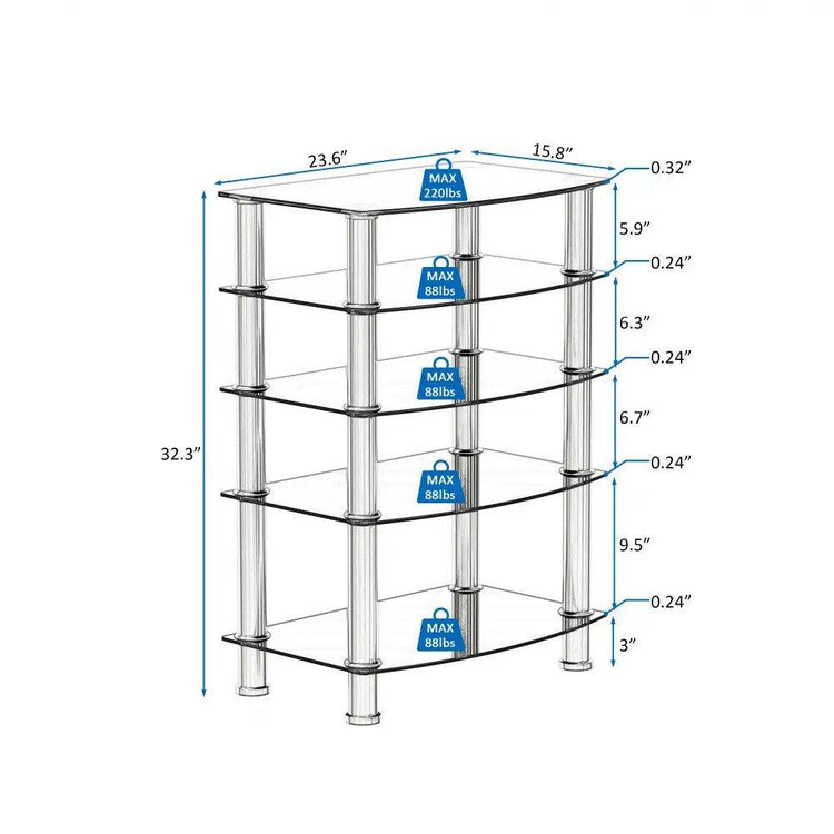 MLNshops 5-Tier Glass Side Table for Elegant Decor