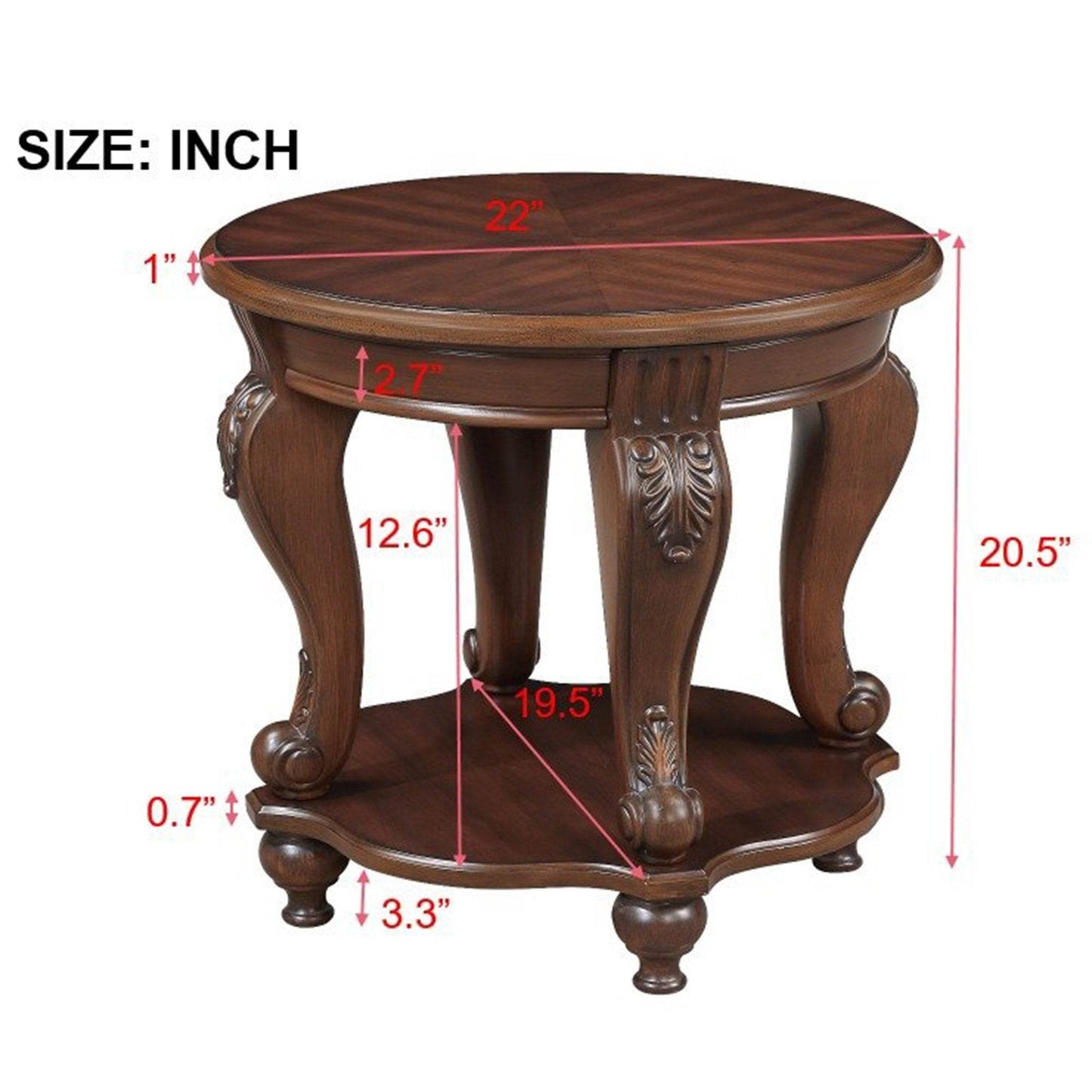MLNshops Retro Round End Table Vintage Accent Table