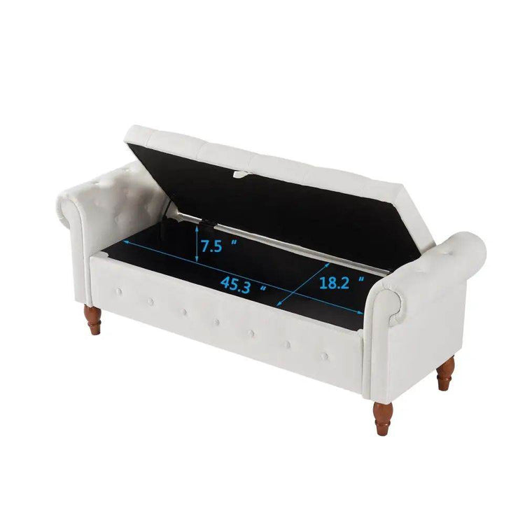 MLNshops Velvet Bedroom Storage Bench with Rolled Sides