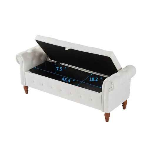 MLNshops Velvet Bedroom Storage Bench with Rolled Sides