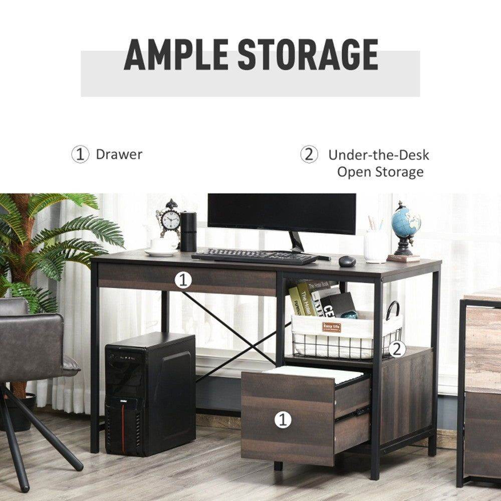 MLNshops Walnut Brown Computer Desk for Home Office