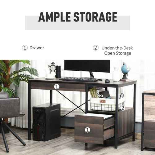 MLNshops Walnut Brown Computer Desk for Home Office