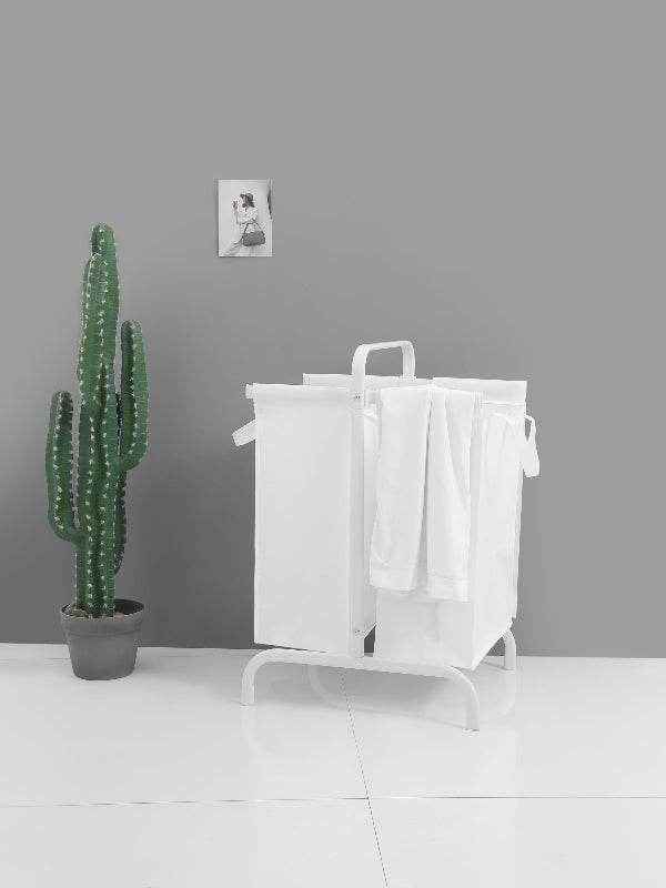 MLNshops Dual Compartment White Laundry Basket Organizer