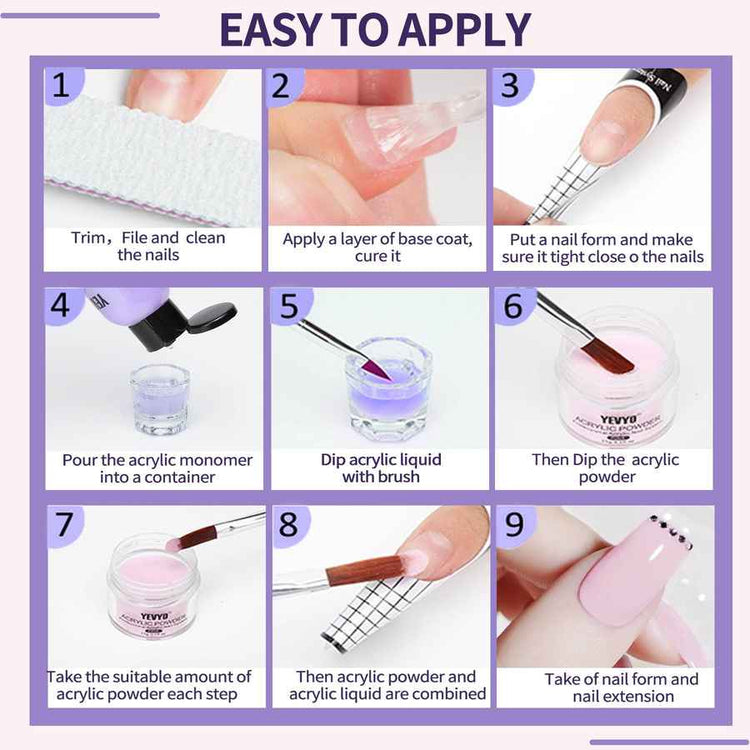 MLNshops Nude and Pink Acrylic Powders Nail Kit