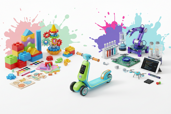 Creative and educational toys by age and learning goal — plus the latest kids' electric scooters 2026