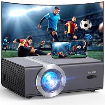 HD projector displaying soccer game, wireless streaming from smartphone, home theater setup