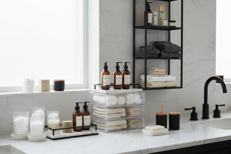 Accesorios y organización para baños