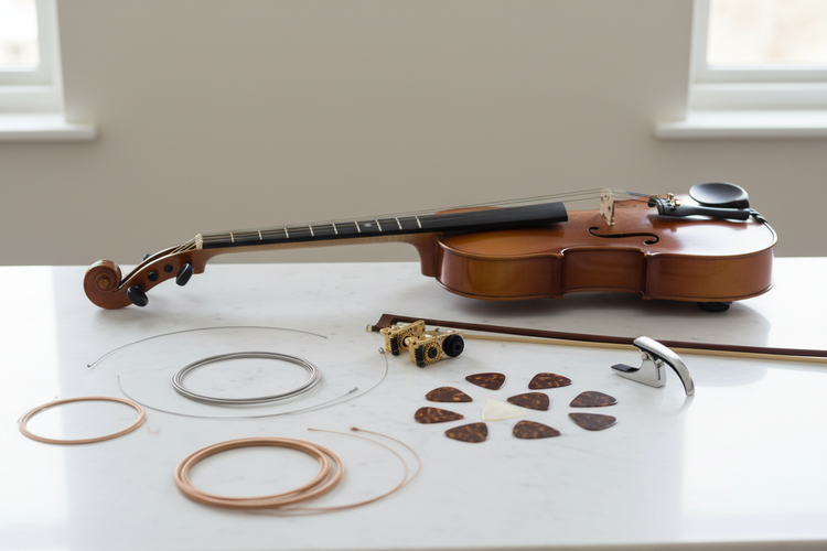 Cuerdas y accesorios para instrumentos musicales