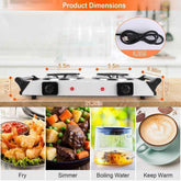 Dimensions of portable electric stove with two burners and power cord