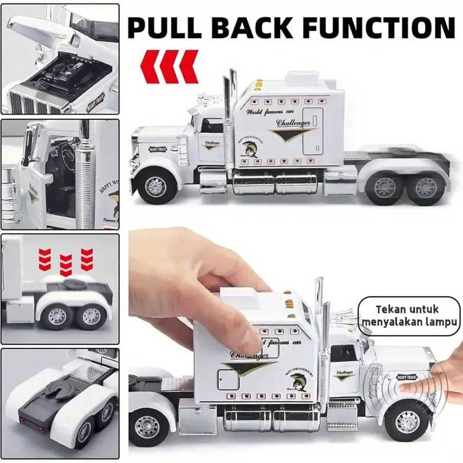 Toy truck with pull back function and detailed design on a white background