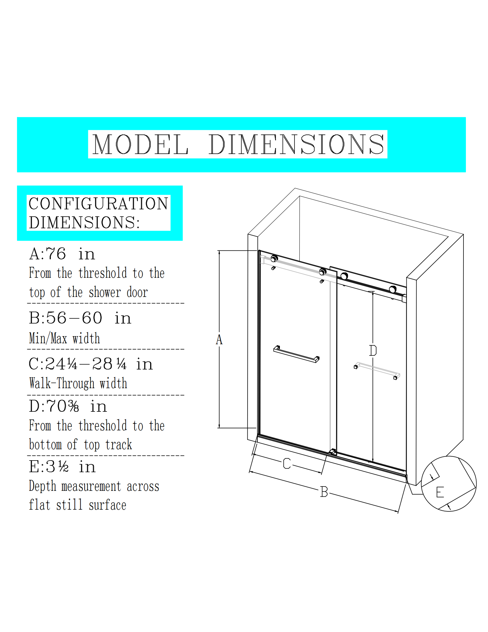 56-60 inches W *76 inches H  Frameless Double Sliding Soft-Close Shower Door in Brushed Nickel,3/8 inches (10mm) Thick SGCC Tempered Glass  Door MLNshops]