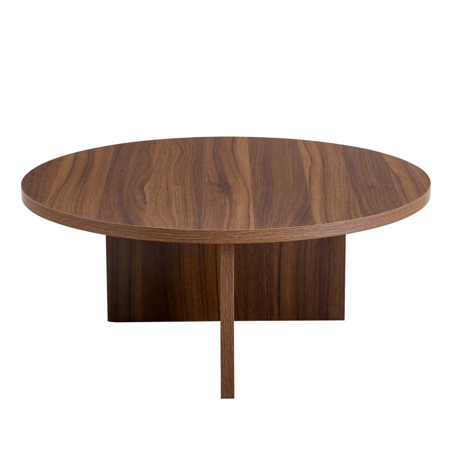 Versatile Walnut-Finished MDF Round Coffee Table