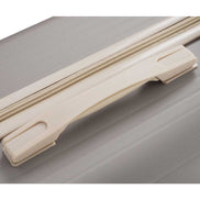 Reinforced carry handle on durable lightweight suitcase ensures easy lifting and added durability for frequent travelers.