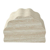 Bottom perspective of beige marble round coffee table highlighting sturdy base and smooth finish, SKU: W3040P510477