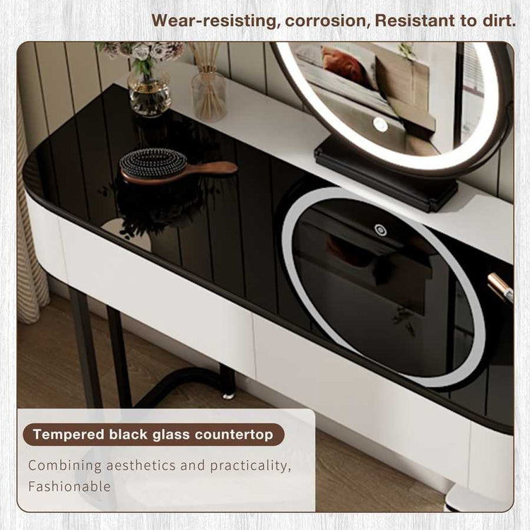 Modern Vanity Table with Storage and Adjustable Mirror