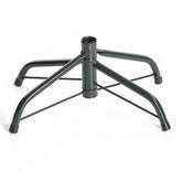 A dark green metal tree stand with five curved legs and a central mounting post, shown on a plain white background.
