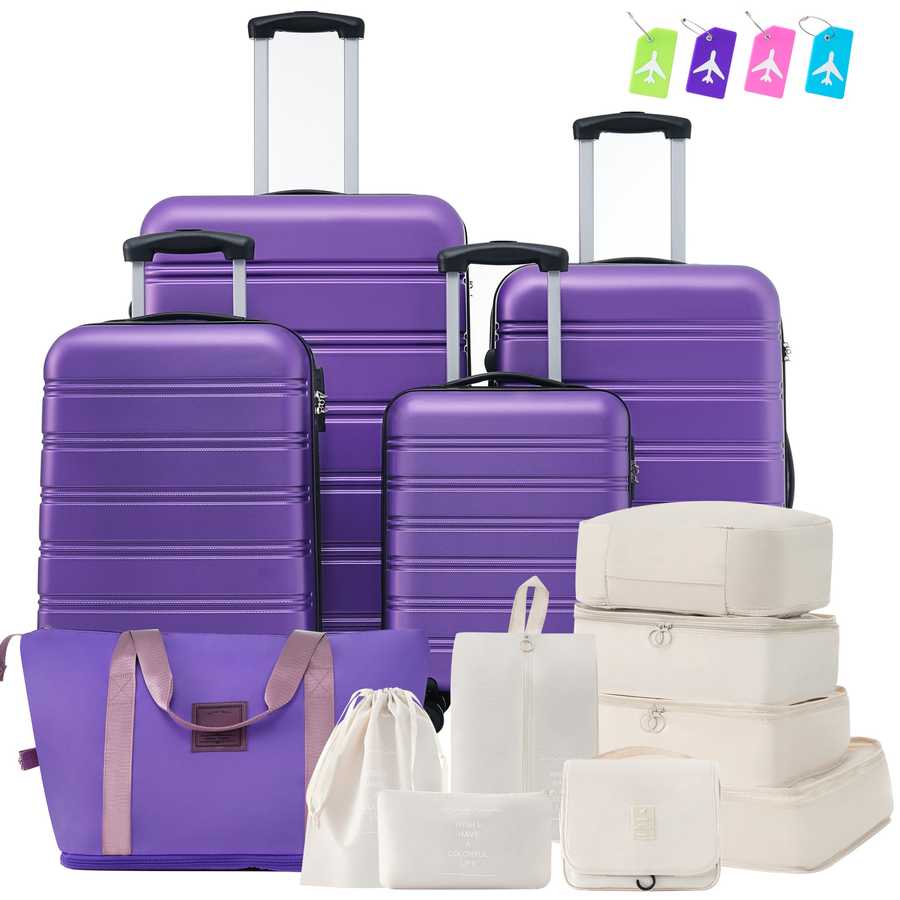 Hardshell Luggage Sets 4 pcs + Bag Spinner Suitcase with TSA Lock Lightweight-16&