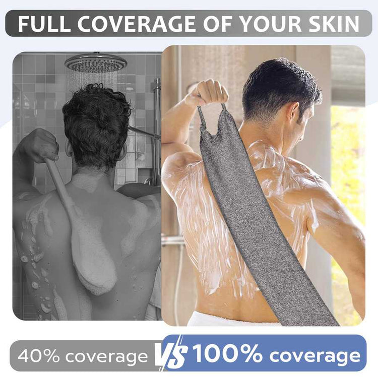Premium Bamboo Fiber Exfoliating Body Scrubber Towel – Deep Clean & Gentle Exfoliation for Smooth Skin-Beige