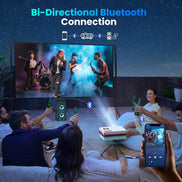 FUDONI projector with bi-directional Bluetooth connection for wireless audio streaming