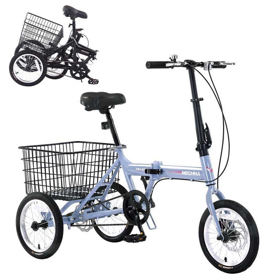 Folding Tricycle for Adults, 14 Inch 3 Wheel Bikes for Adult
