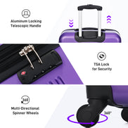 Hardshell Luggage Sets 4 pcs + Bag Spinner Suitcase with TSA Lock Lightweight-16'+20'+24'+28' Luggages