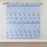 Full view of the Twin Floral Striped Duvet Cover Set - Twin Duvet Cover Set Floral hanging flat, displaying full floral and stripe pattern layout.