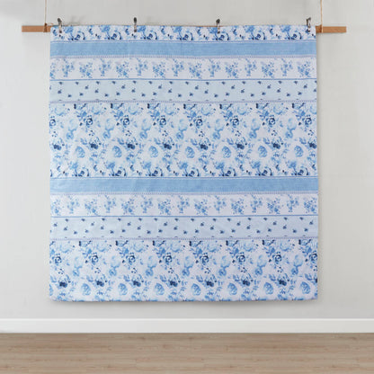 Full view of the Twin Floral Striped Duvet Cover Set - Twin Duvet Cover Set Floral hanging flat, displaying full floral and stripe pattern layout.