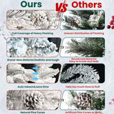 Flocked Christmas tree with pine cones comparison chart
